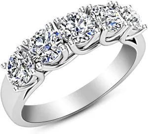1-5 Carat (ctw) 14K White Gold Round LAB GROWN Diamond Ladies 5 Five Stone Wedding Anniversary Stackable Ring Band Ultra Premium Collection (E-F Color VS2-SI1 Clarity)