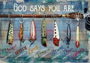 1000 Pieces Puzzle for Adults - God Says You are - Fishing Bait - Wooden Jigsaw Puzzles Adults Educational Toy Teen Decompress IQ Challenge Game DIY Home Decor Kids Gifts.