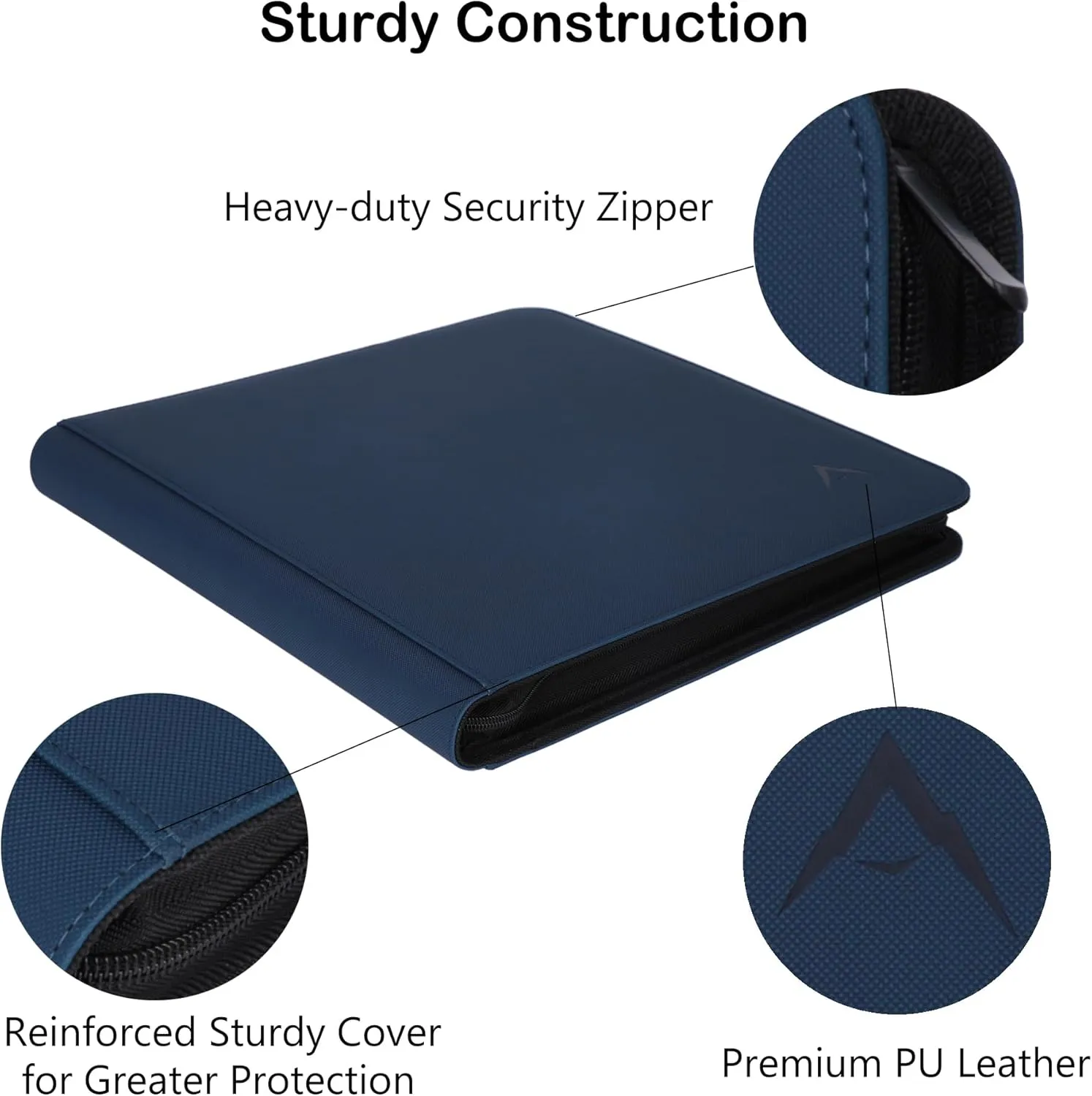 12 Pocket Card Binder, Fits 1008 Trading Cards Side Loading Ringless Card Album for TCG and Sports Cards -Blue