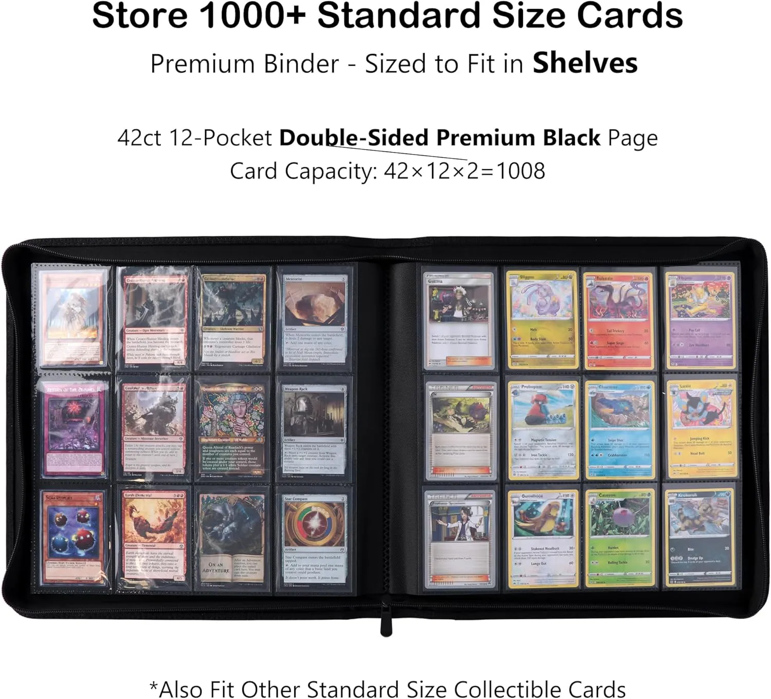 12 Pocket Card Binder, Fits 1008 Trading Cards Side Loading Ringless Card Album for TCG and Sports Cards -Blue