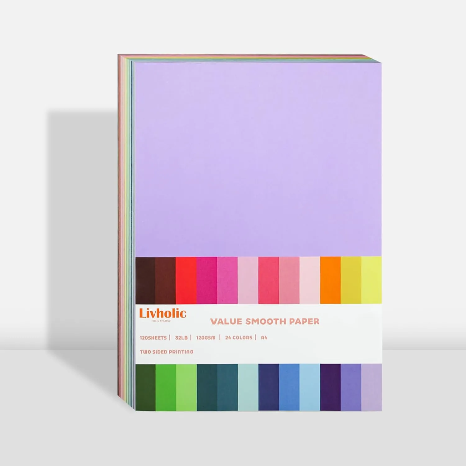 120 Sheets Colored Card Stock Printer Paper, 120 gsm 32 lb 24 Colors Pastel Construction Paper for Scrapbook School Office Printing DIY Craft (120GSM)
