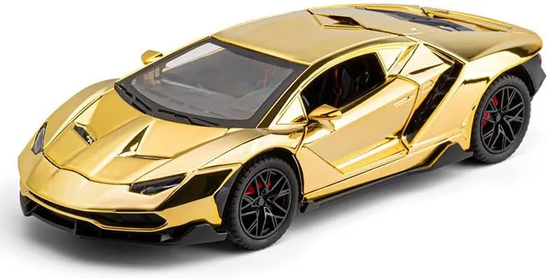 1/24 Lamborghini 770 Model Car, Sound and Light Toy Car with Pullback Function, Collectible Alloy Model, Gift for Children Gold