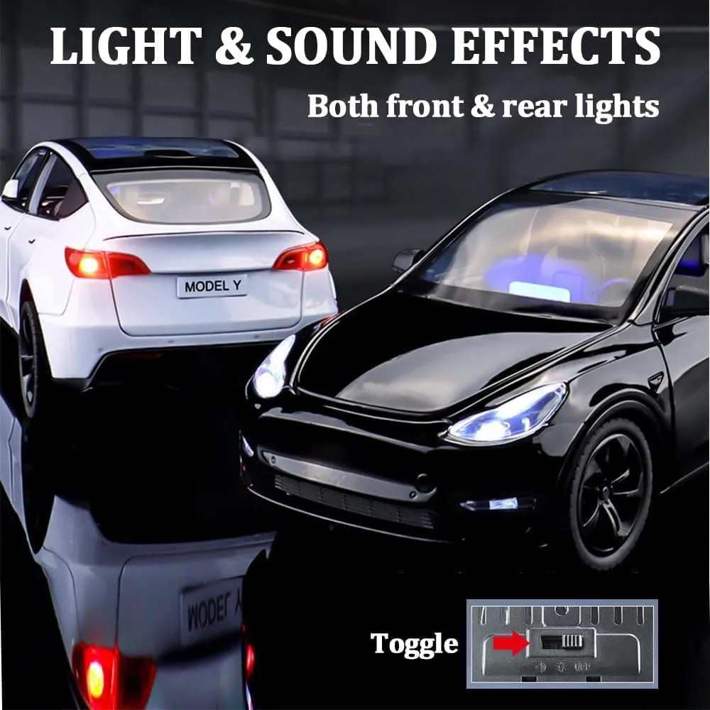 1/24 Model Y Alloy Simulation Casting Toy Car, Children's Dream Toys Car Toys with Sound, Light, Pull-Back, Birthday Gifts for Kids or Car Lovers White Elephant Gifts - Red