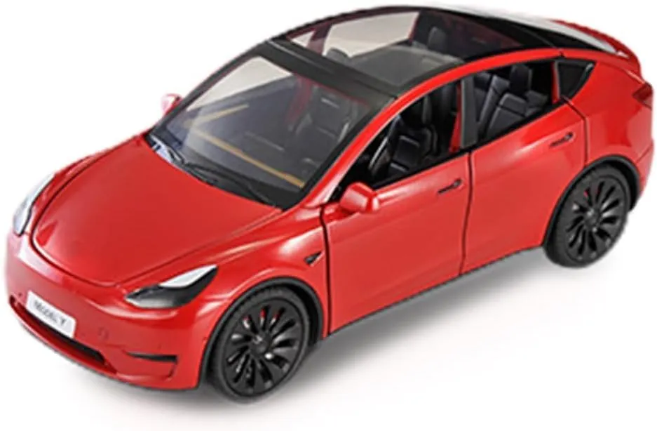 1/24 Model Y Alloy Simulation Casting Toy Car, Children's Dream Toys Car Toys with Sound, Light, Pull-Back, Birthday Gifts for Kids or Car Lovers White Elephant Gifts - Red