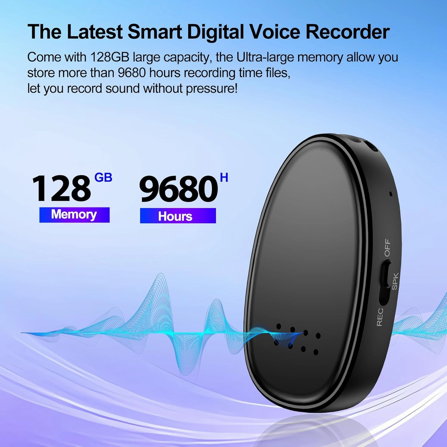 128GB(9680 Hours) Digital Voice Recorder with Triple Noise Reduction,Portable Audio Recorder with External Speaker, MP3 Recording Device for Work, Lectures,Black