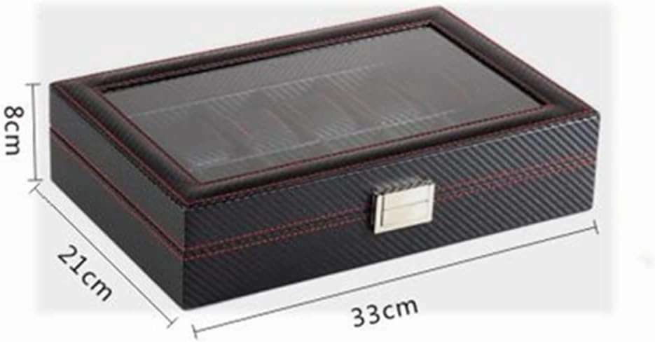 12 Grids Carbon Fiber Watch Box PU Jewelry Box Density Board Watch Case Holder Organizer for Watches Men Valentine's Day Gift