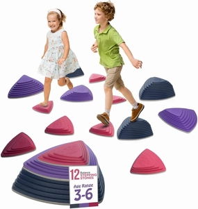 12-Piece Balance Stepping Stones for Kids, Sensory Toys to Promote Coordination, Obstacle Course for Toddlers, Outdoor Activity Set, Galaxy