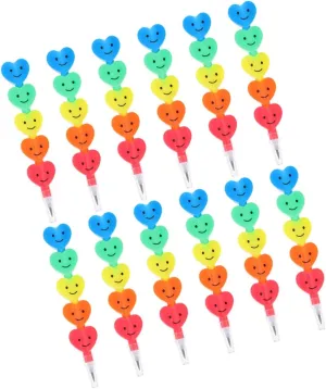 12Pcs Heart Shaped Stacking Pencils Non Sharpening Classroom Prizes Lovely Shaped Writing Tools for Boys Students Goodie Bag Filler