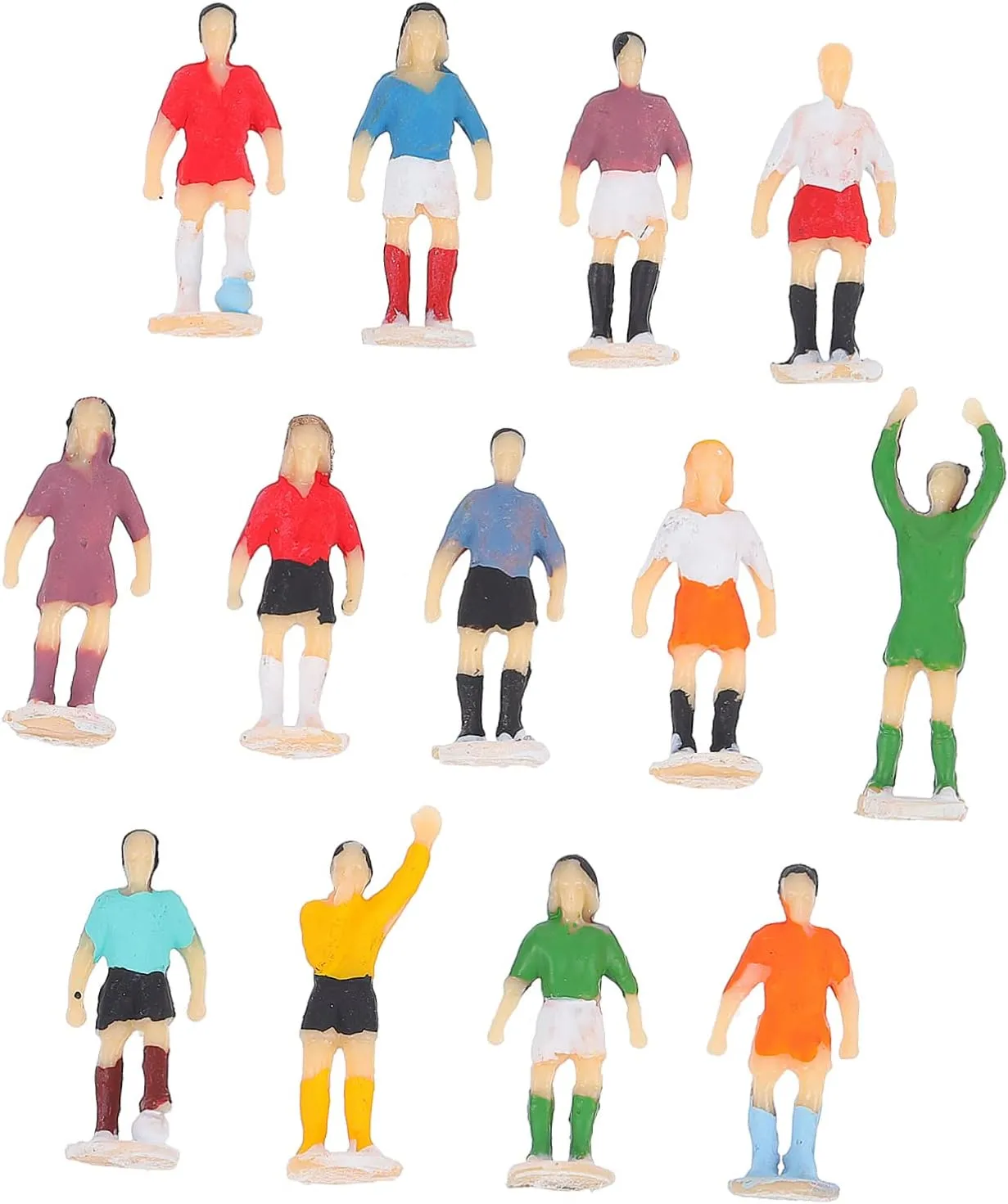 13pcs Mini Soccer Figures Set Football Player Toy Plastic Processed Smooth Skidproof Base Elegant Indoor Decor