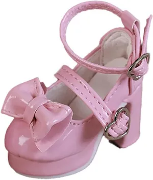 1/4 Scale Figure Shoes Mini Doll Accessories Realistic Fashion Heart Buckle Creative for Female Action Figure High Heel Shoes, Pink