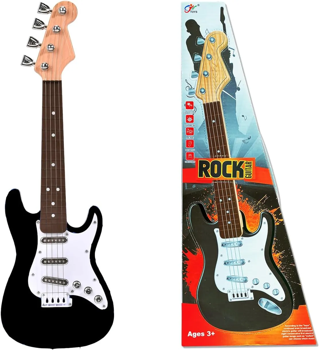16 inch Mini Guitar Toy for Kids,Portable Electronic Black Guitar Musical Instrument Toy, Birthday Gifts for Beginner Children Toddler Boys Girls Age 3-6