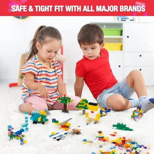 1600 Pieces Building Bricks, Building Bulk Block with 2 Packs 24x24 Studs Sticky Plate and 46PCS Wheel Accessory - 100% Compatible with All Major Bricks, Gfits for Kid - 18 Shape/16 Color