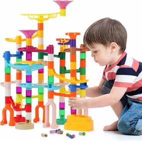 166 pcs Marble Run, Upgraded Marbles Run Kit for Kids STEM Toys with Glow Marbles, Beginner Marble Race Track Set with Colorful Marbles Birthday for Kids Boys Girls 3 4 5 6 7 8 9 10 11 12