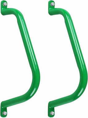 17'' Metal Playground Safety Handle (Set of 2), Outdoor Swing Set Safety Grab Bar, Playset Handles, Hand Grips for Playhouse, Treehouse Jungle Gym - Green