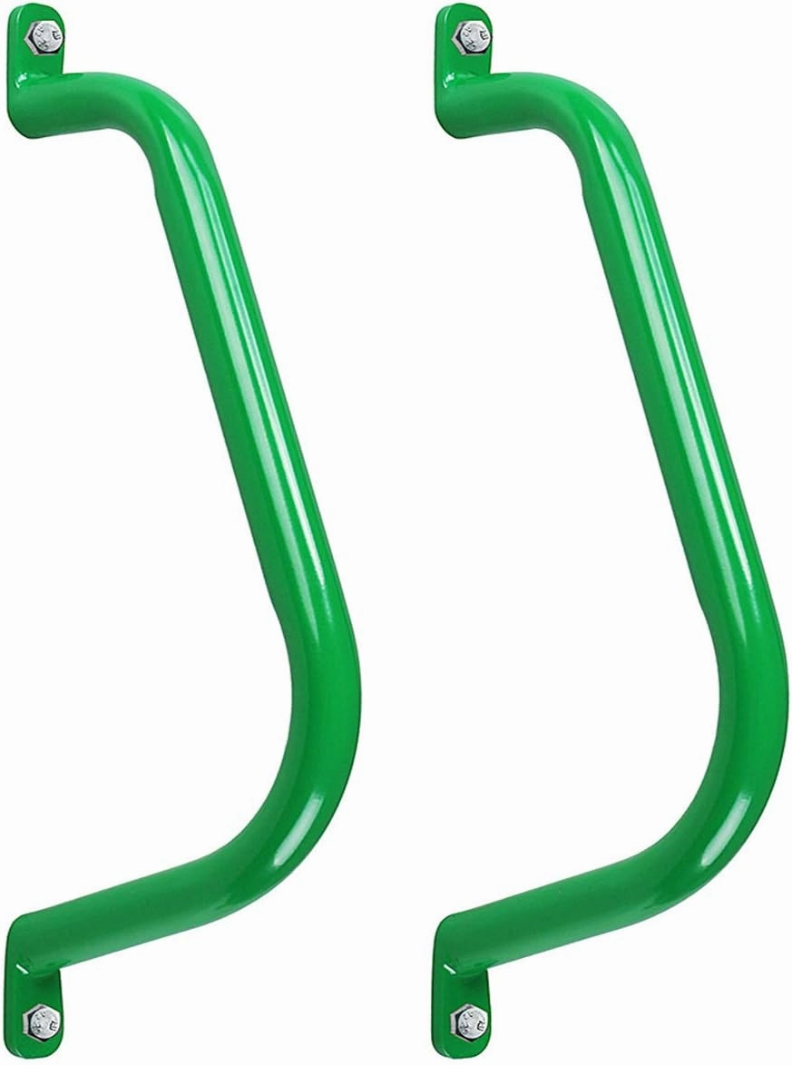 17'' Metal Playground Safety Handle (Set of 2), Outdoor Swing Set Safety Grab Bar, Playset Handles, Hand Grips for Playhouse, Treehouse Jungle Gym - Green