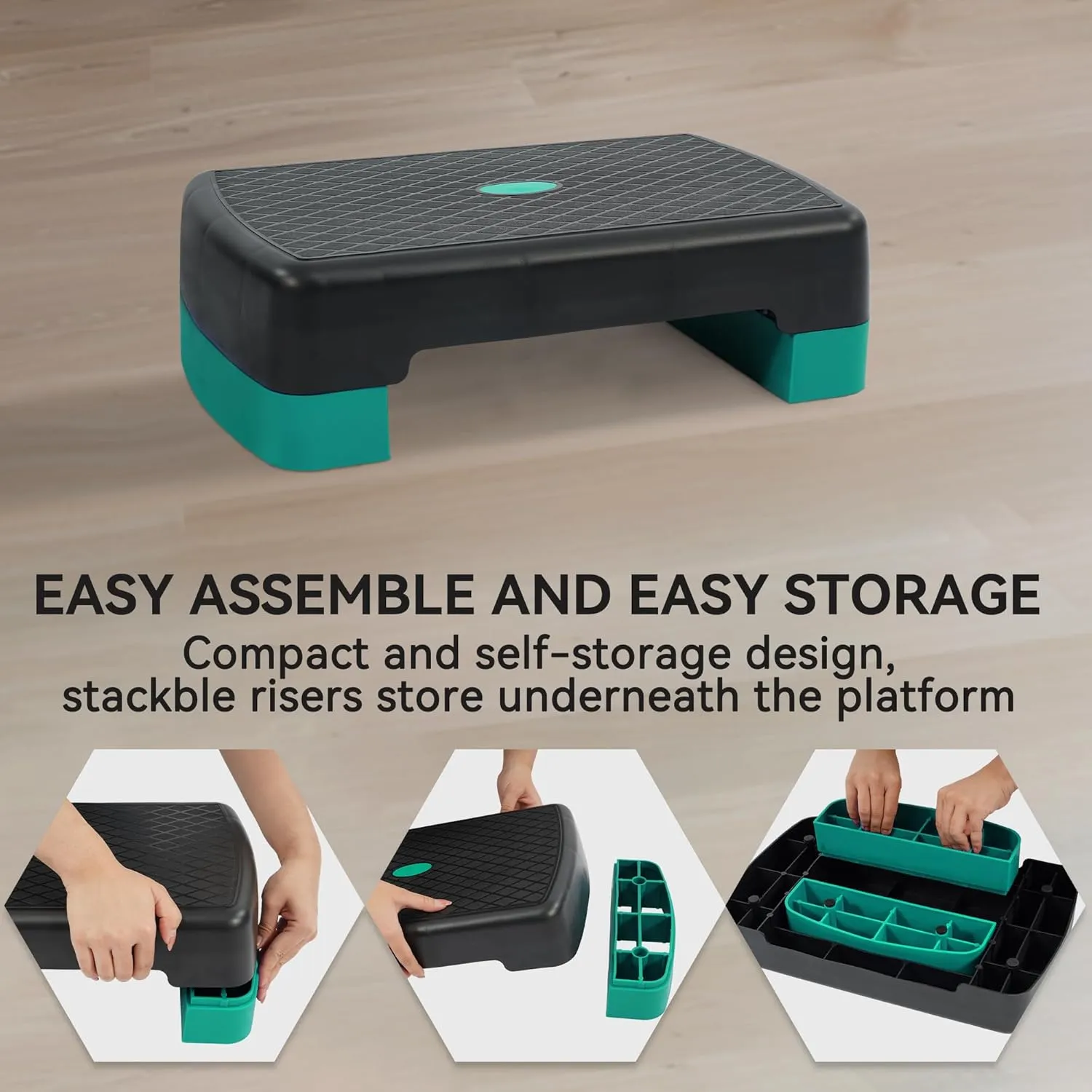18" Workout Aerobic Stepper Step Platform with 2 Risers