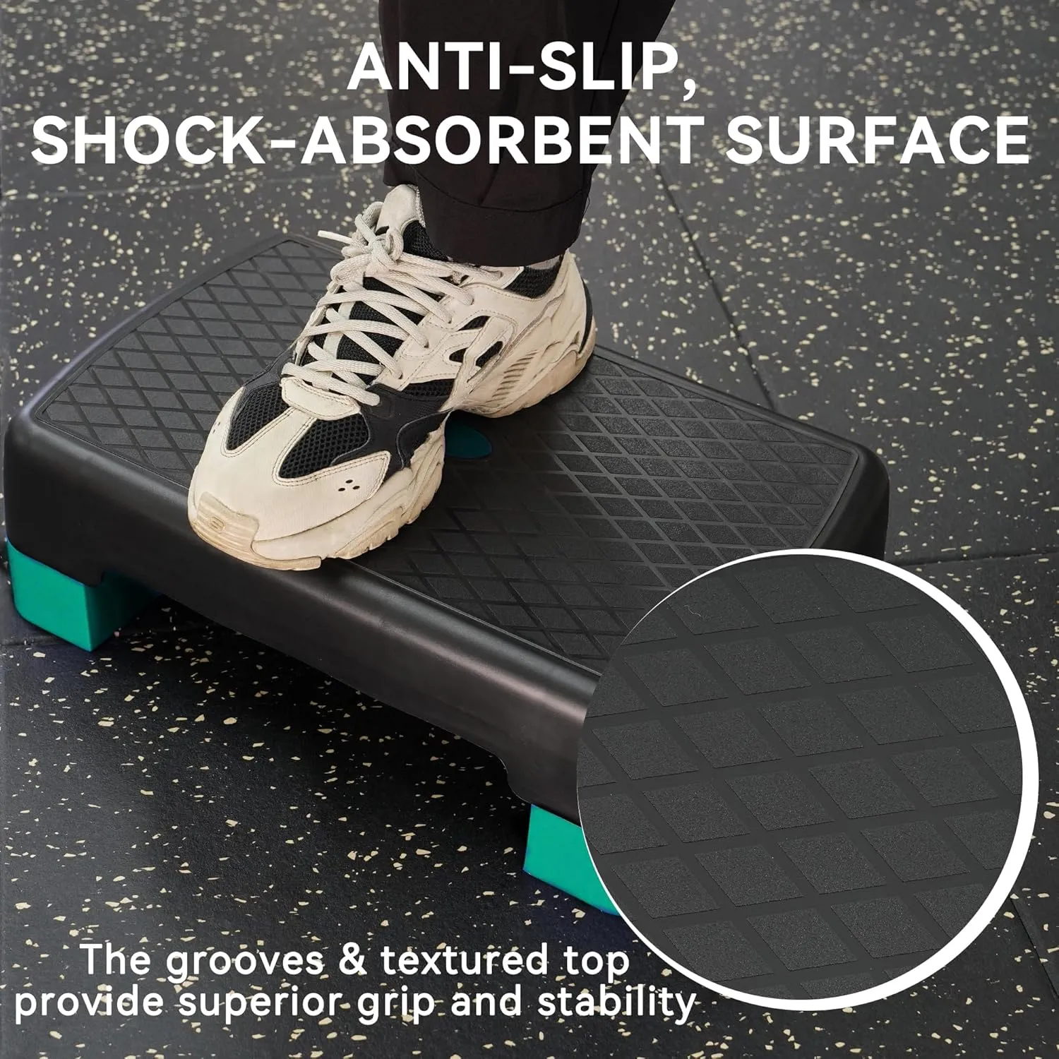 18" Workout Aerobic Stepper Step Platform with 2 Risers
