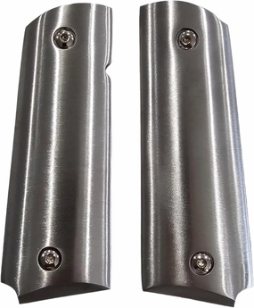 1911 Full Size Grips Solid Stainless Steel Panels with Ambi Safety Cut Fits Government & Commander Includes 4 Mounting Screws