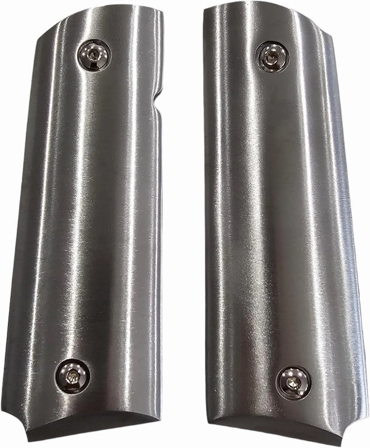 1911 Full Size Grips Solid Stainless Steel Panels with Ambi Safety Cut Fits Government & Commander Includes 4 Mounting Screws
