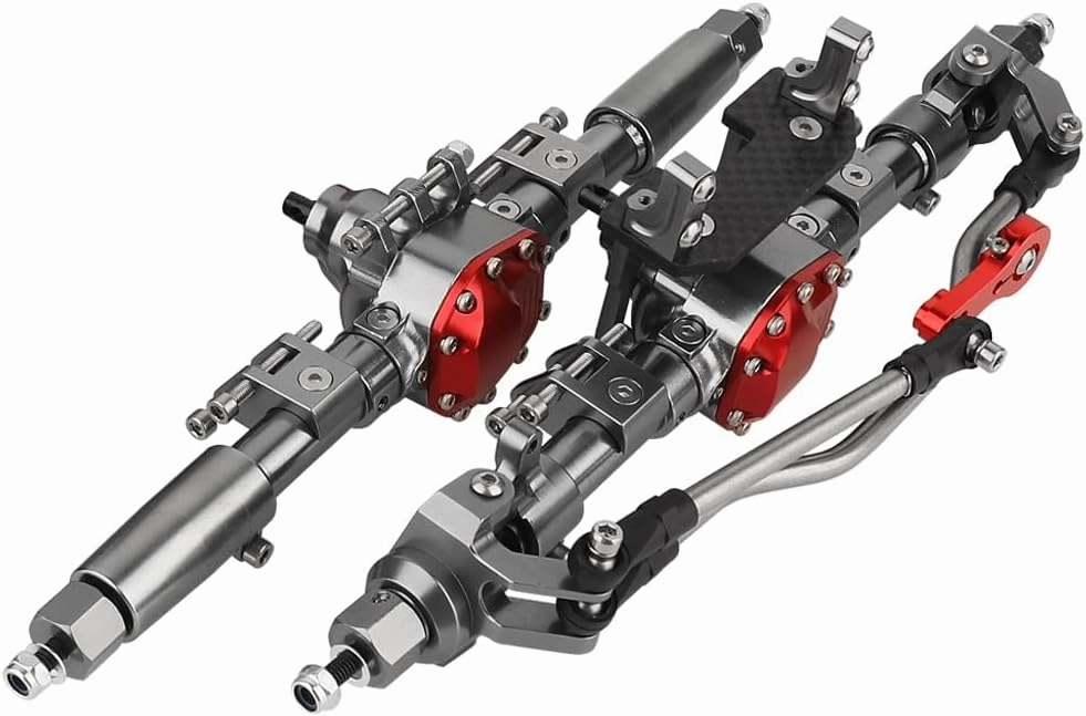 1:10 Aluminum Alloy Universal Front Rear Axles for Axial SCX10 II RC Crawler Truck Car Upgrades (Red) (Gray)