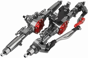 1:10 Aluminum Alloy Universal Front Rear Axles for Axial SCX10 II RC Crawler Truck Car Upgrades (Red) (Gray)