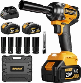 1/2 inch Brushless Impact Wrench 750N.m(553 Ft-lbs) 20V High Torque Impact Gun with 2x4.0AH Battery and Fast Charger Cordless Impact Driver for Car,Construction,Building,DIY