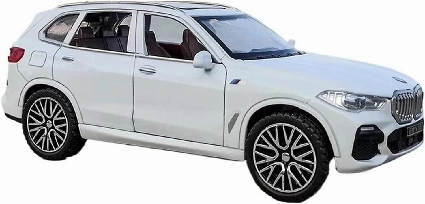 1 32 for BMW X5 SUV Alloy Model Car Toy Diecasts Casting Pull Back Sound and Light Car Enthusiasts Vehicle Gift Simulation Vehicle Playset(White)