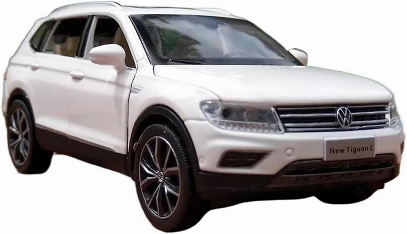 1 32 for Vw Tiguan SUV Alloy Cast Toy Car Model Sound and Light Toy Car Enthusiasts Collectibles Birthday Gift Simulation Vehicle Playset(White)