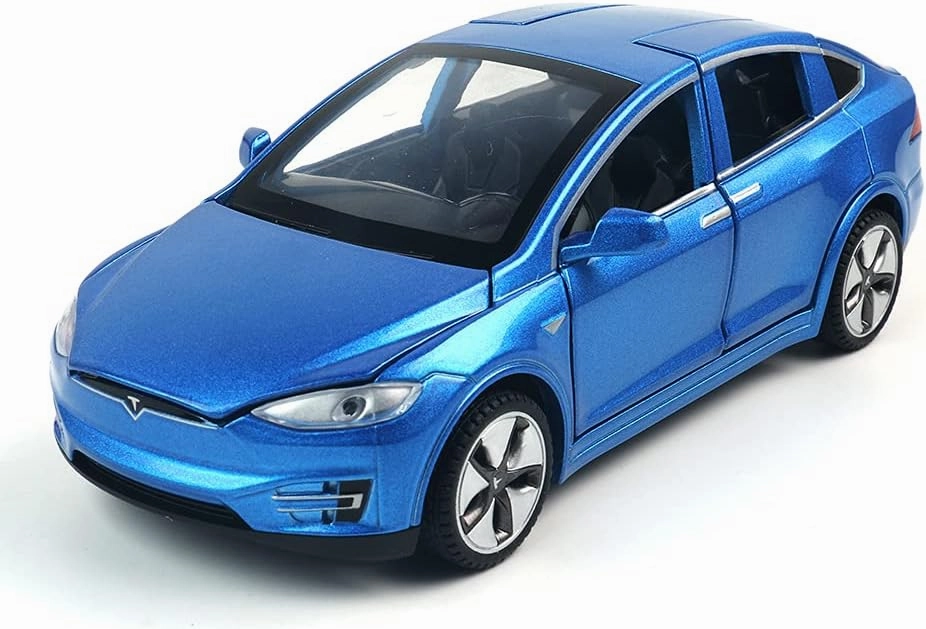 1:32 Scale Car Model X Alloy Diecast Pull Back Electronic Toys with Lights and Music, Mini Vehicles Toys for Kids Gift Car Lovers Collection (Model X - Pearlescent Blue)