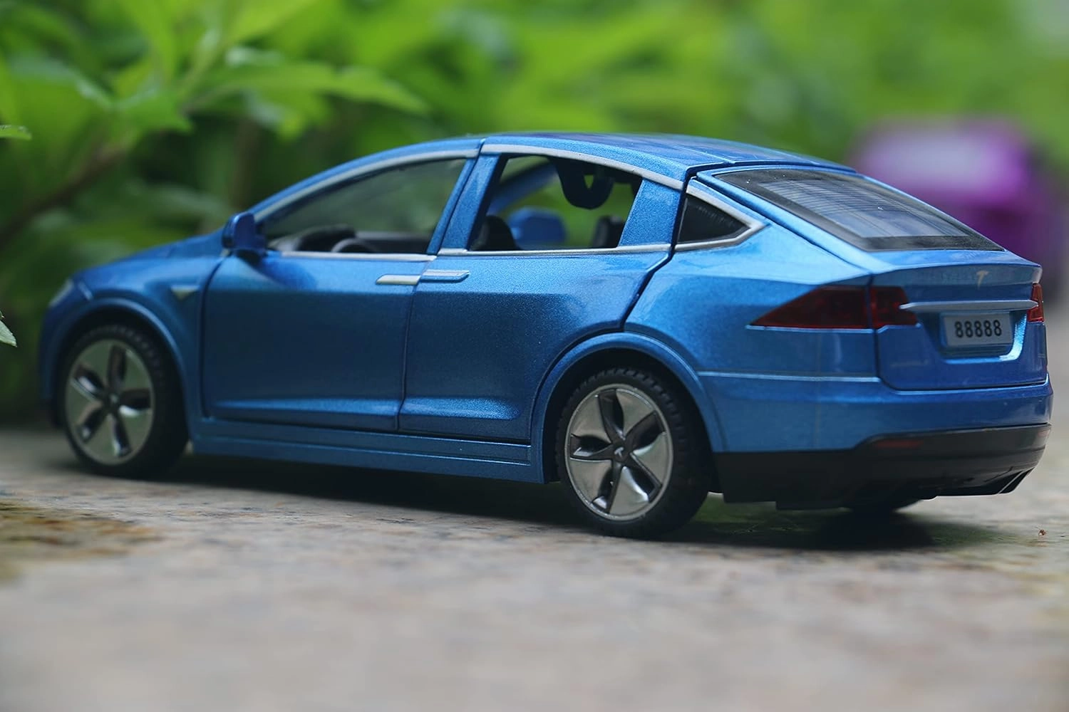 1:32 Scale Car Model X Alloy Diecast Pull Back Electronic Toys with Lights and Music, Mini Vehicles Toys for Kids Gift Car Lovers Collection (Model X - Pearlescent Blue)