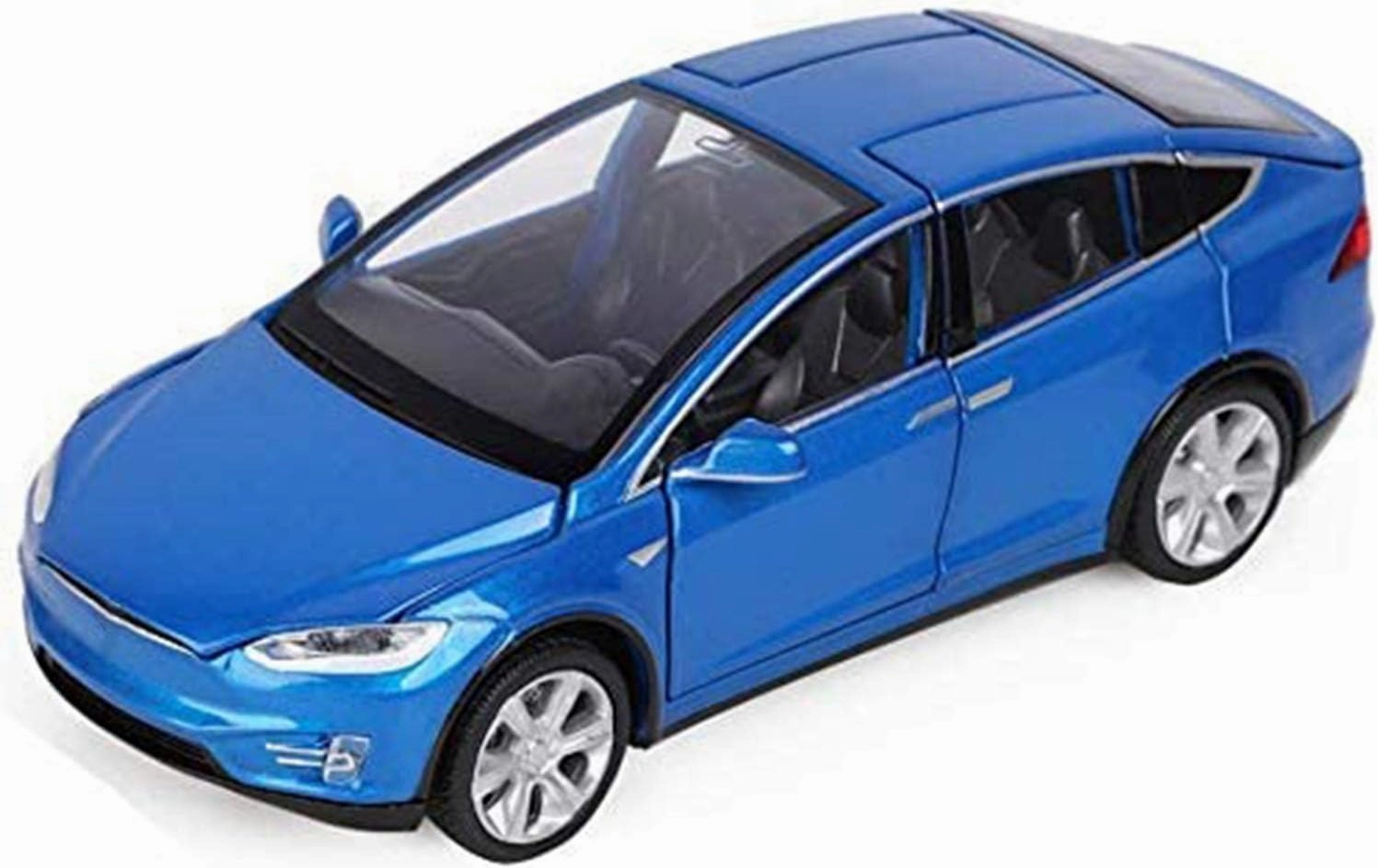 1:32 Scale Model, Model X90 Diecast Car Toys for Kids, Pull Back Alloy Collectible Vehicle Toy Door Opening with Lights and Music, Birthday Gift for Boys Toddlers (6" L,Blue)