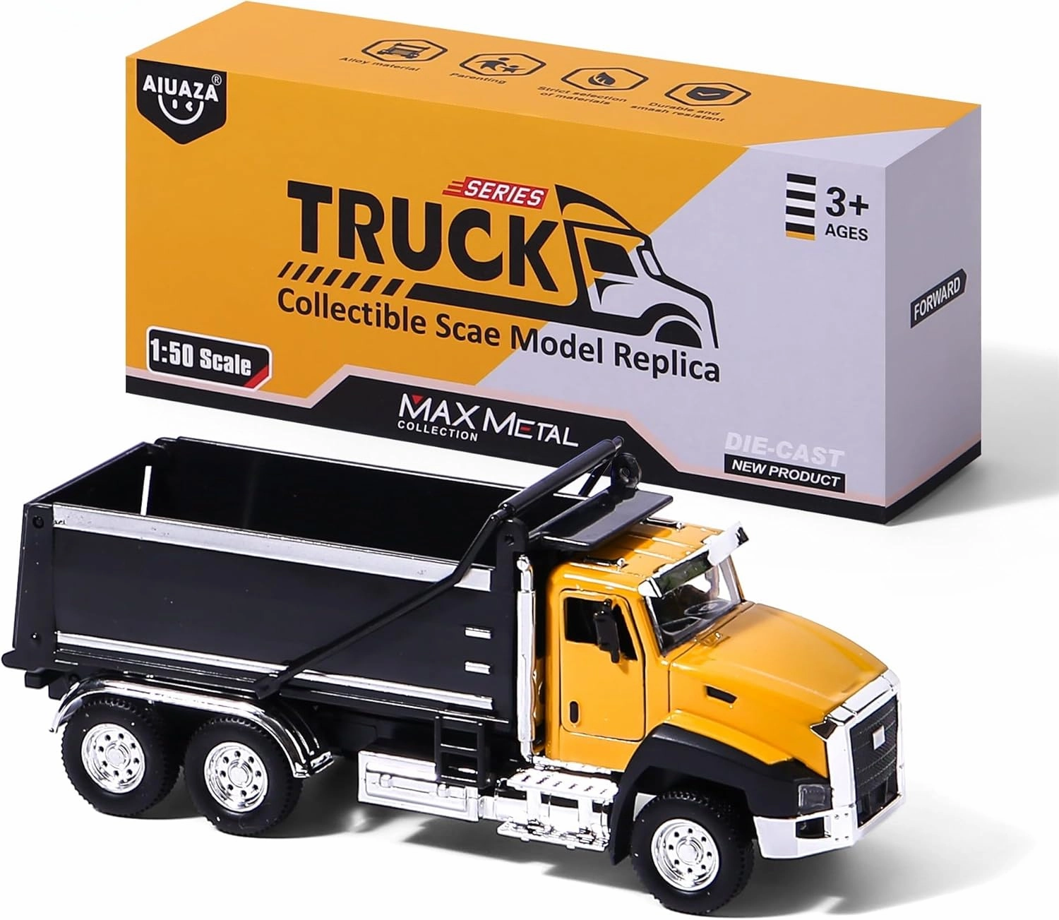 1/50 Ratio die-Casting Engineering Construction Vehicle, Dump Truck, Excavator, Mixer, Alloy Collection Model car, Boy's Door Opening Pull Back car Toy (Dump Truck)