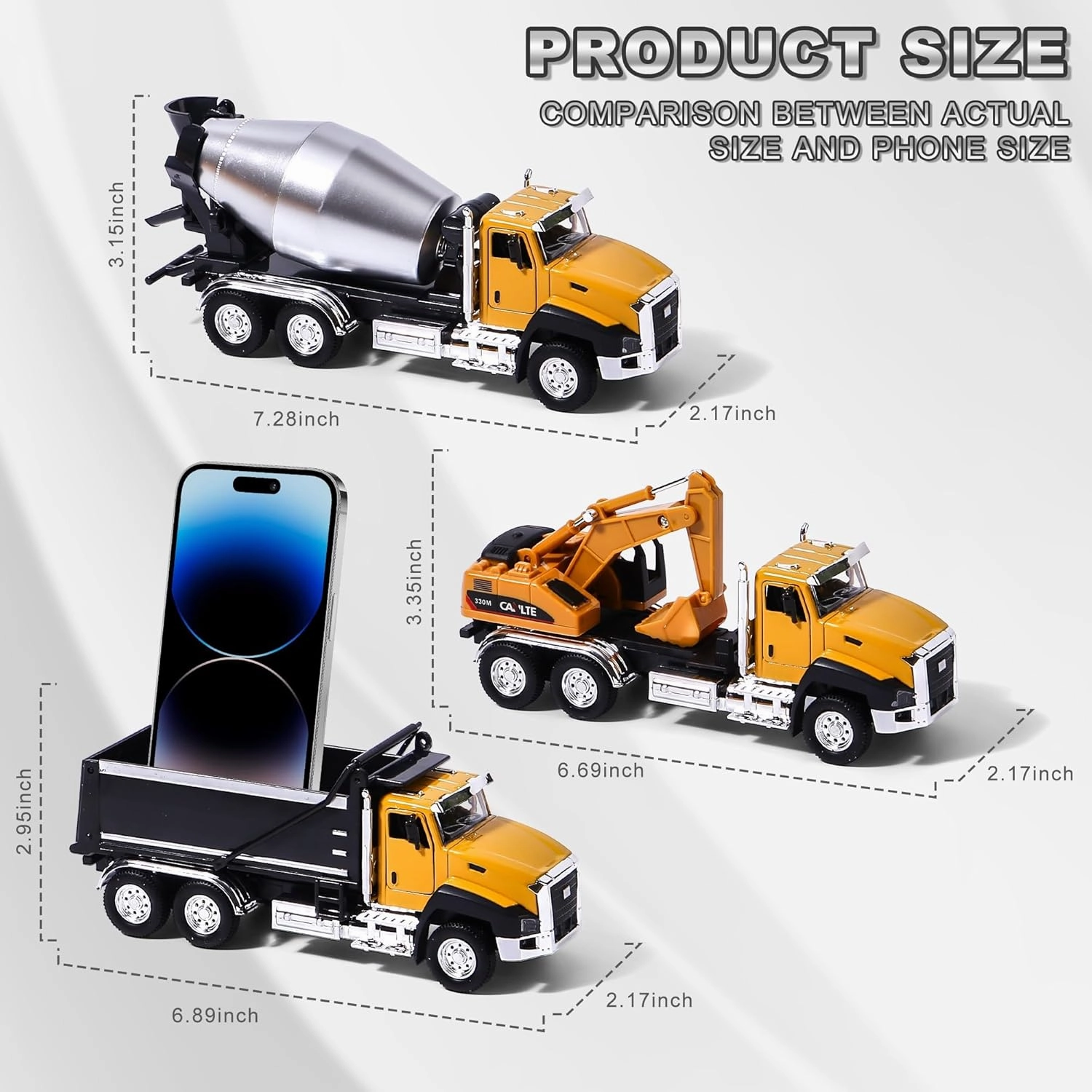 1/50 Ratio die-Casting Engineering Construction Vehicle, Dump Truck, Excavator, Mixer, Alloy Collection Model car, Boy's Door Opening Pull Back car Toy (Dump Truck)