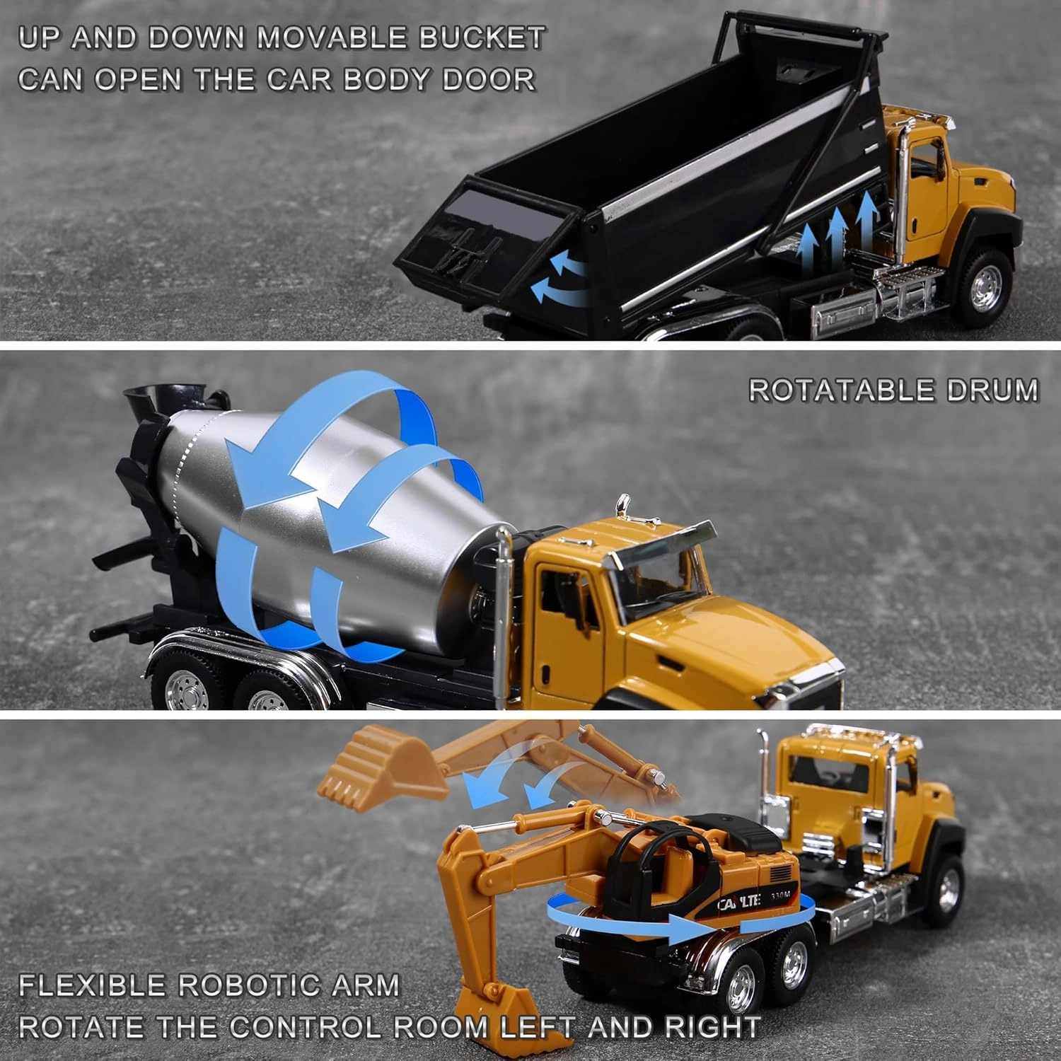 1/50 Ratio die-Casting Engineering Construction Vehicle, Dump Truck, Excavator, Mixer, Alloy Collection Model car, Boy's Door Opening Pull Back car Toy (Dump Truck)