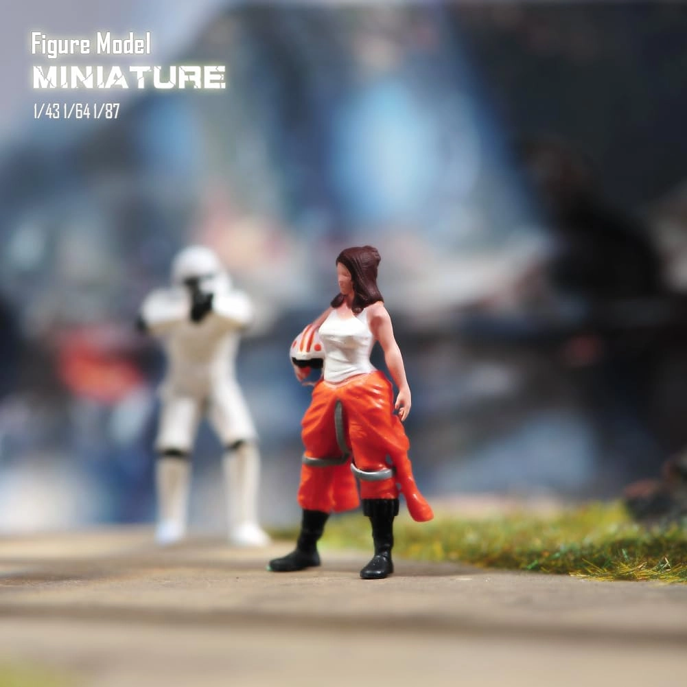 1/87 1/64 1/43 1/24 Scale Miniature Action Figure Doll Model Female Pilot Resin Figurine Model Creative Scene Dolls Props for Car Plane Model Toys (Painted, 1:87 Scale)