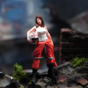 1/87 1/64 1/43 1/24 Scale Miniature Action Figure Doll Model Female Pilot Resin Figurine Model Creative Scene Dolls Props for Car Plane Model Toys (Painted, 1:87 Scale)