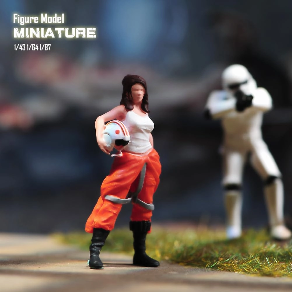 1/87 1/64 1/43 1/24 Scale Miniature Action Figure Doll Model Female Pilot Resin Figurine Model Creative Scene Dolls Props for Car Plane Model Toys (Painted, 1:87 Scale)