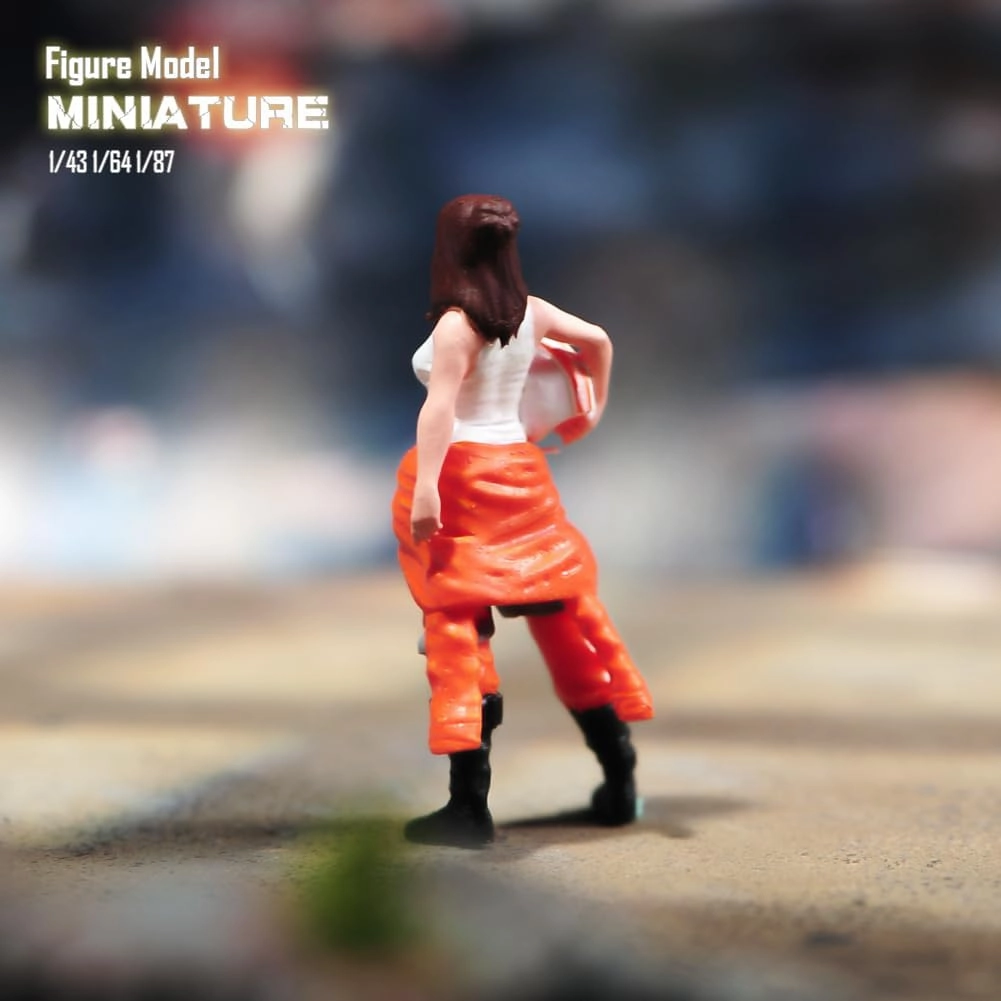 1/87 1/64 1/43 1/24 Scale Miniature Action Figure Doll Model Female Pilot Resin Figurine Model Creative Scene Dolls Props for Car Plane Model Toys (Painted, 1:87 Scale)