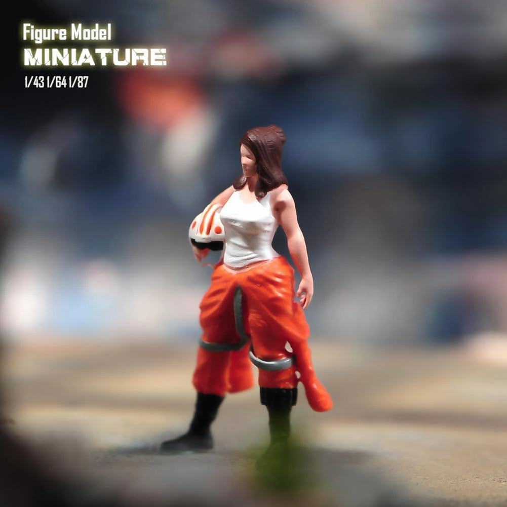 1/87 1/64 1/43 1/24 Scale Miniature Action Figure Doll Model Female Pilot Resin Figurine Model Creative Scene Dolls Props for Car Plane Model Toys (Painted, 1:87 Scale)
