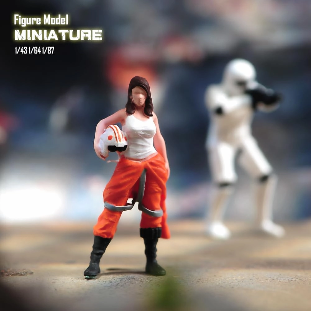 1/87 1/64 1/43 1/24 Scale Miniature Action Figure Doll Model Female Pilot Resin Figurine Model Creative Scene Dolls Props for Car Plane Model Toys (Painted, 1:87 Scale)