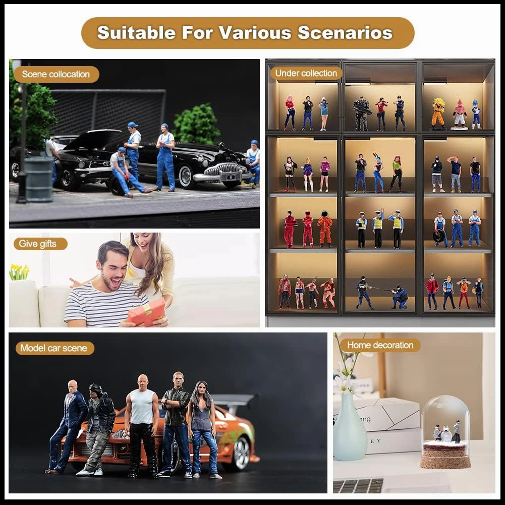 1/87 1/64 1/43 1/24 Scale Miniature Action Figure Doll Model Shorts T-shirt Man Resin Figurine Model Creative Scene Dolls Props for Car Toys (Painted, 1:87 Scale)