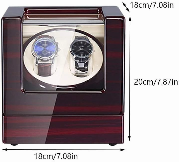 1 Pcs Double Watch Winder for Automatic Watches, with Blue LED Light, Wood Shell Piano Paint Exterior，Super Quiet Japanese Motor Watch Winder Display Watch Box Watch Storage