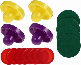 1 Set Air Hockey Table Paddles and Goal Handles Replacement Accessories for Game Tables for Home Use and Carnivals Includes Paddles Cloth Pads and Ball