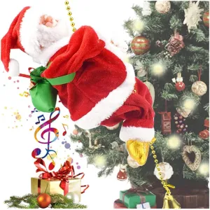 2021 Santa Claus Climbing Rope Decoration - Santa Claus Musical Climbing Rope, Electric Climbing Santa On Rope Santa Doll Toy Gift for Kids Christmas Tree Hanging Ornament Xmas Party Door