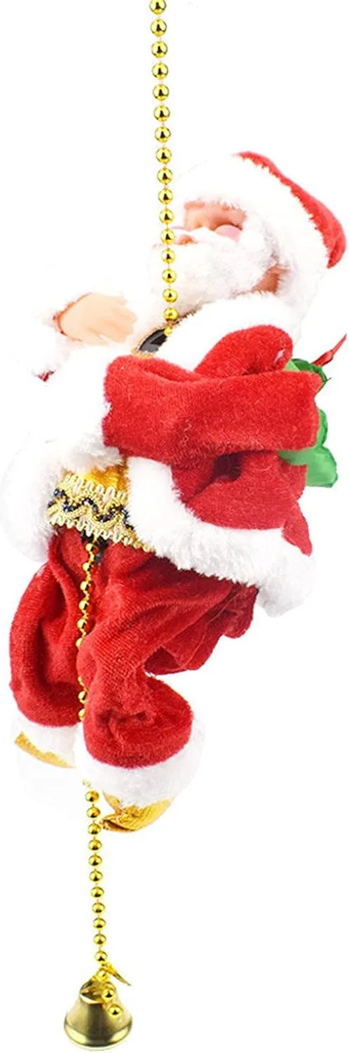 2021 Santa Claus Climbing Rope Decoration - Santa Claus Musical Climbing Rope, Electric Climbing Santa On Rope Santa Doll Toy Gift for Kids Christmas Tree Hanging Ornament Xmas Party Door