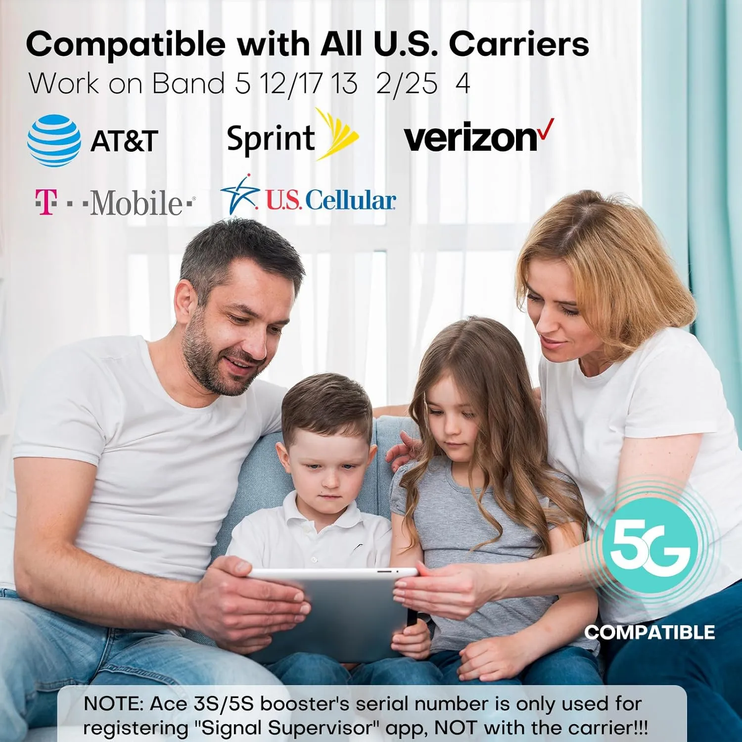 2025 Latest Cell Phone Booster for All U.S. Carriers, Boosts 5G 4G LTE 3G, Cell Phone Signal Booster for Home and Office, 72dB High Gain Antennas, Verizon, AT&T, T-Mobile, App Support FCC Approved