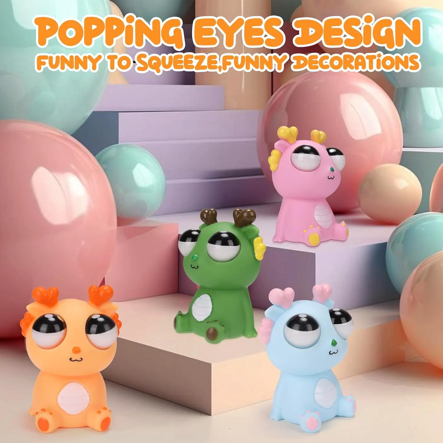2025 Squeeze Eye Popping Out Stress Relief Cute Dragon Toy,Funny Eyeball Burst Toys for Adults Stress Relief Ornaments Figure Toy,Office and Party Favors Gifts (4 Color Combinations)