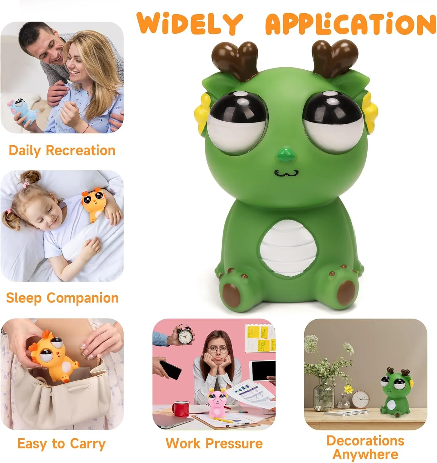 2025 Squeeze Eye Popping Out Stress Relief Cute Dragon Toy,Funny Eyeball Burst Toys for Adults Stress Relief Ornaments Figure Toy,Office and Party Favors Gifts (4 Color Combinations)
