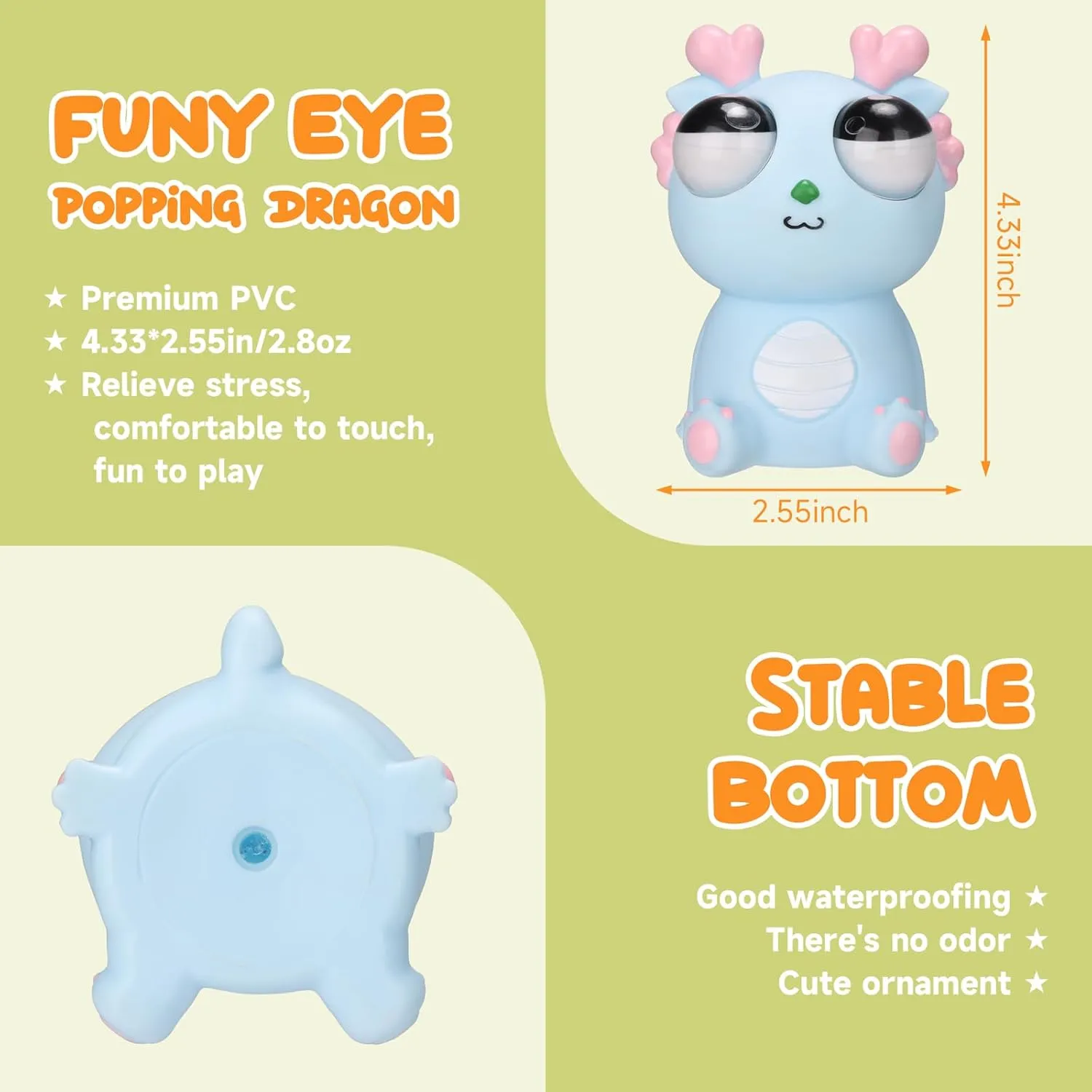 2025 Squeeze Eye Popping Out Stress Relief Cute Dragon Toy,Funny Eyeball Burst Toys for Adults Stress Relief Ornaments Figure Toy,Office and Party Favors Gifts (4 Color Combinations)