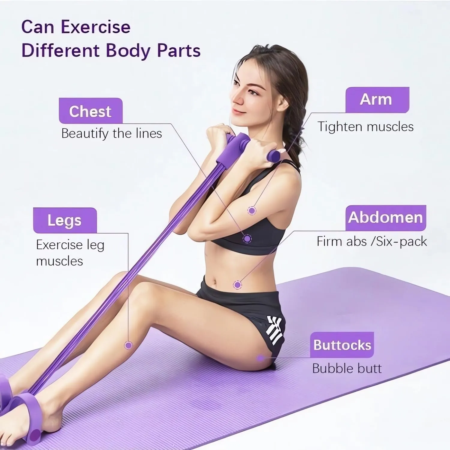 21 Fitness Resistance Bands-4 Tube Pedal Ankle Puller 2025 Upgrade Stretch Bands for Exercise Sit Up Exercise Equipment AB Training Auxiliary Device Workout Equipment for Women Men